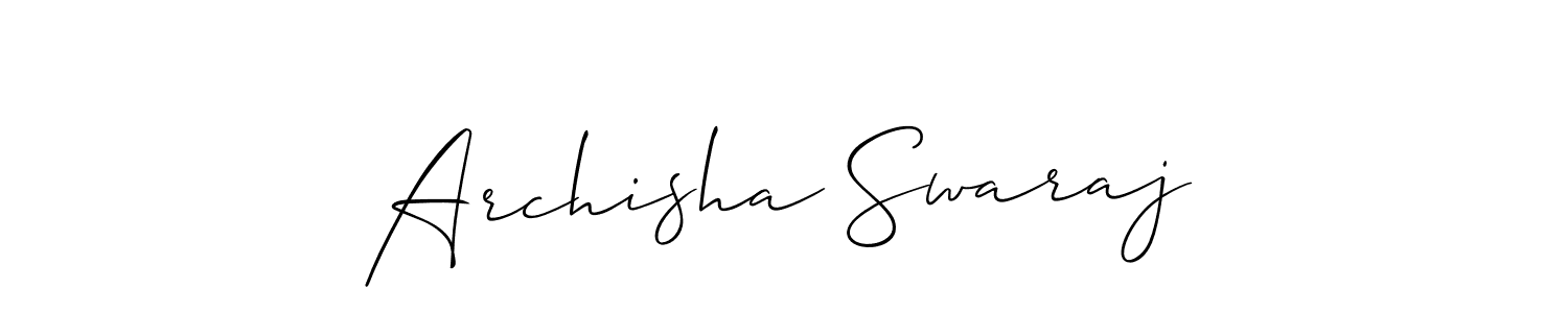 How to make Archisha Swaraj name signature. Use Allison_Script style for creating short signs online. This is the latest handwritten sign. Archisha Swaraj signature style 2 images and pictures png