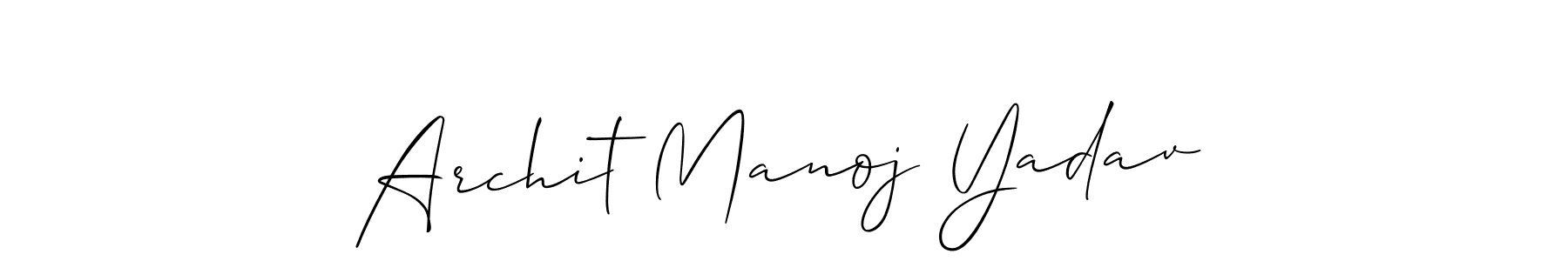 Design your own signature with our free online signature maker. With this signature software, you can create a handwritten (Allison_Script) signature for name Archit Manoj Yadav. Archit Manoj Yadav signature style 2 images and pictures png