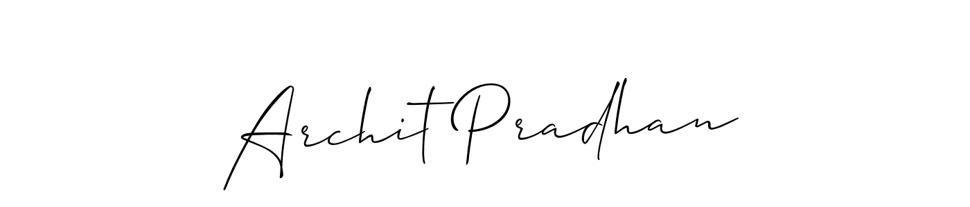 This is the best signature style for the Archit Pradhan name. Also you like these signature font (Allison_Script). Mix name signature. Archit Pradhan signature style 2 images and pictures png