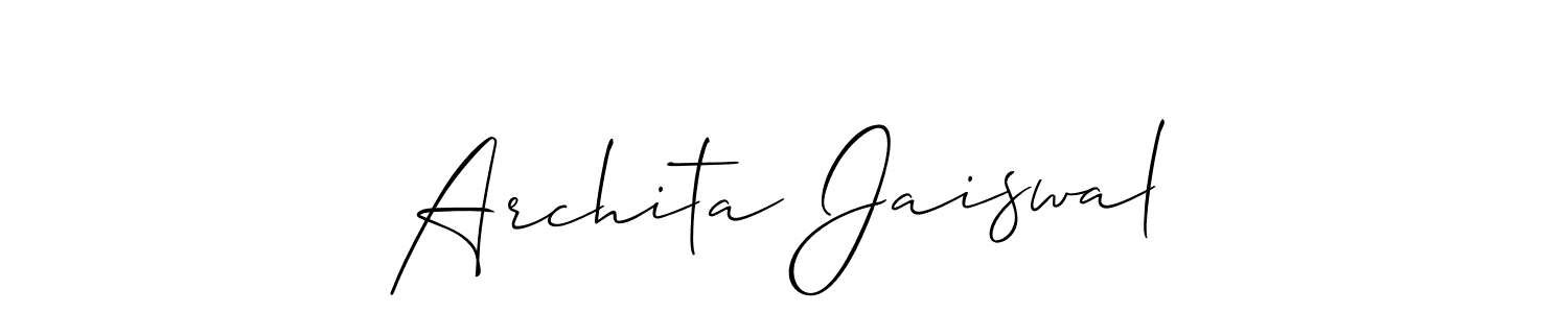 if you are searching for the best signature style for your name Archita Jaiswal. so please give up your signature search. here we have designed multiple signature styles  using Allison_Script. Archita Jaiswal signature style 2 images and pictures png