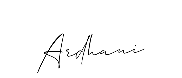 Create a beautiful signature design for name Ardhani. With this signature (Allison_Script) fonts, you can make a handwritten signature for free. Ardhani signature style 2 images and pictures png