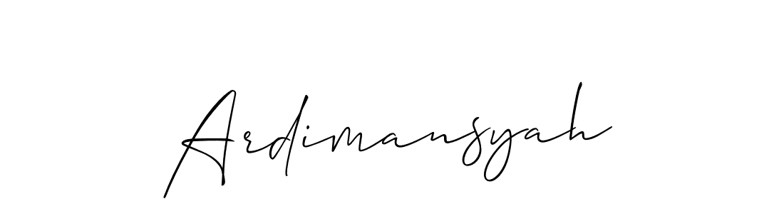 Use a signature maker to create a handwritten signature online. With this signature software, you can design (Allison_Script) your own signature for name Ardimansyah. Ardimansyah signature style 2 images and pictures png