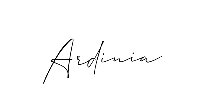 Make a beautiful signature design for name Ardinia. With this signature (Allison_Script) style, you can create a handwritten signature for free. Ardinia signature style 2 images and pictures png