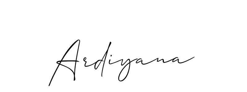 Make a short Ardiyana signature style. Manage your documents anywhere anytime using Allison_Script. Create and add eSignatures, submit forms, share and send files easily. Ardiyana signature style 2 images and pictures png