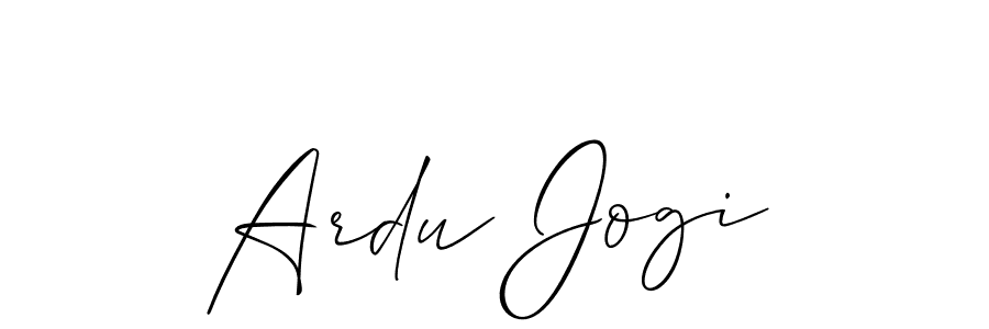 if you are searching for the best signature style for your name Ardu Jogi. so please give up your signature search. here we have designed multiple signature styles  using Allison_Script. Ardu Jogi signature style 2 images and pictures png