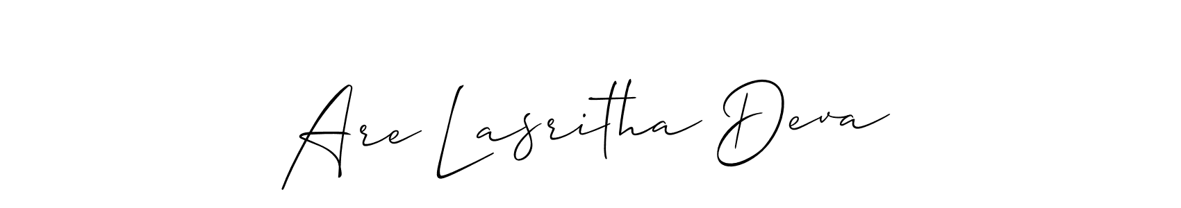 This is the best signature style for the Are Lasritha Deva name. Also you like these signature font (Allison_Script). Mix name signature. Are Lasritha Deva signature style 2 images and pictures png