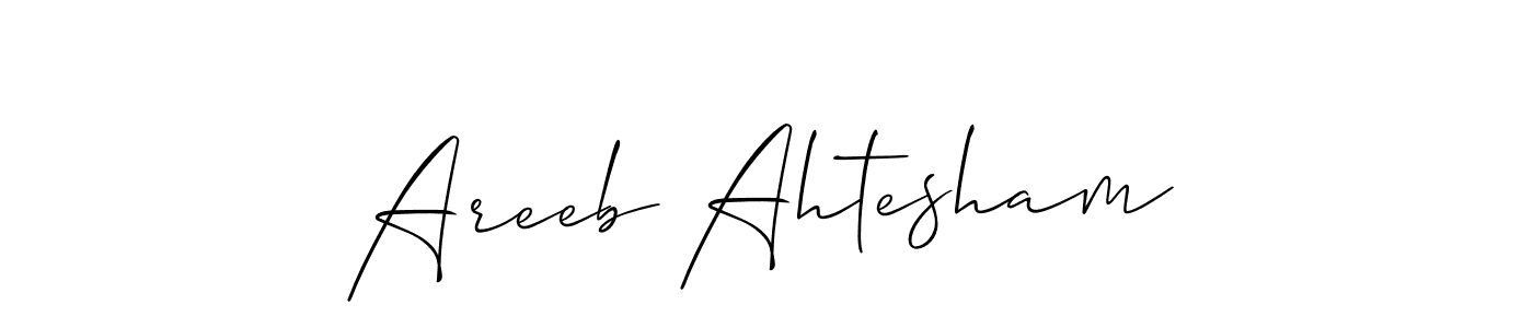 How to Draw Areeb Ahtesham signature style? Allison_Script is a latest design signature styles for name Areeb Ahtesham. Areeb Ahtesham signature style 2 images and pictures png