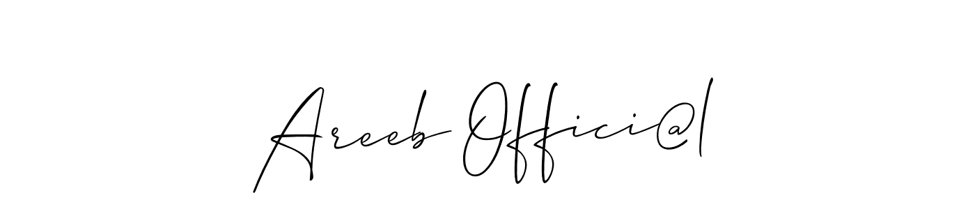 You should practise on your own different ways (Allison_Script) to write your name (Areeb Offici@l) in signature. don't let someone else do it for you. Areeb Offici@l signature style 2 images and pictures png