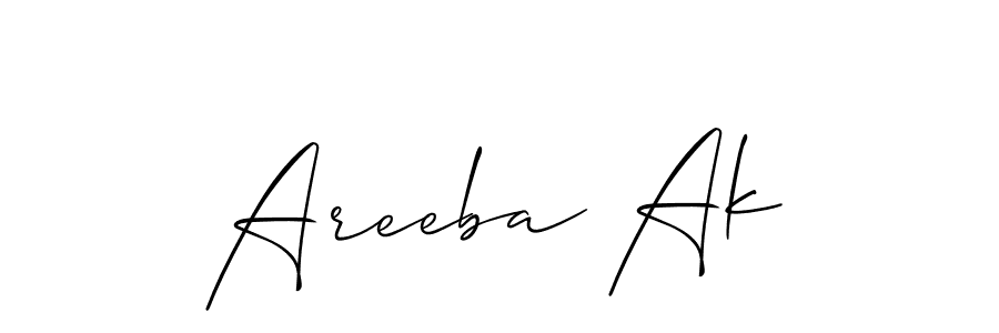 Also we have Areeba Ak name is the best signature style. Create professional handwritten signature collection using Allison_Script autograph style. Areeba Ak signature style 2 images and pictures png