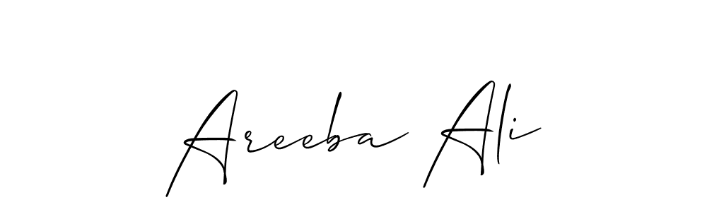 Allison_Script is a professional signature style that is perfect for those who want to add a touch of class to their signature. It is also a great choice for those who want to make their signature more unique. Get Areeba Ali name to fancy signature for free. Areeba Ali signature style 2 images and pictures png