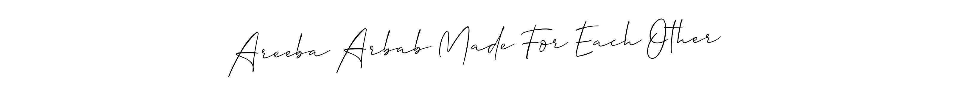 Similarly Allison_Script is the best handwritten signature design. Signature creator online .You can use it as an online autograph creator for name Areeba Arbab Made For Each Other. Areeba Arbab Made For Each Other signature style 2 images and pictures png