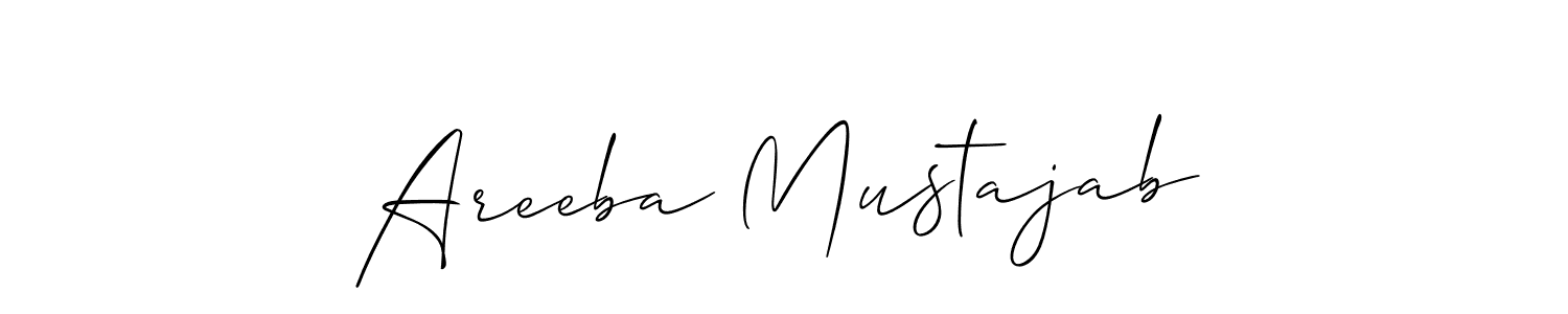 Make a beautiful signature design for name Areeba Mustajab. With this signature (Allison_Script) style, you can create a handwritten signature for free. Areeba Mustajab signature style 2 images and pictures png