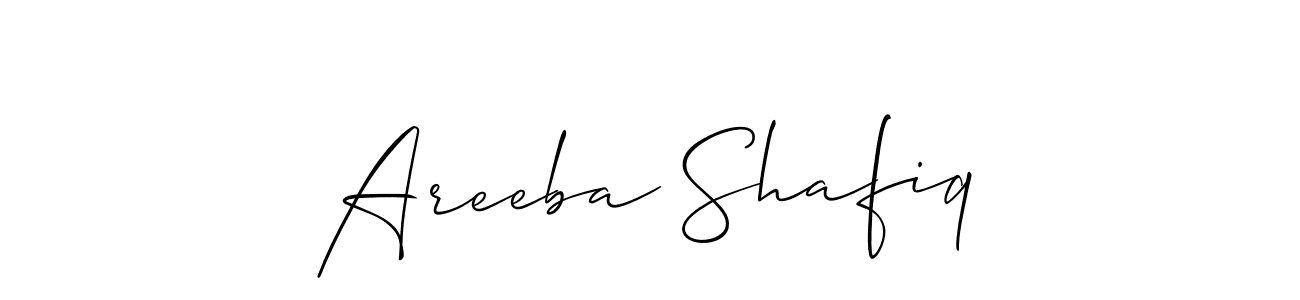 Use a signature maker to create a handwritten signature online. With this signature software, you can design (Allison_Script) your own signature for name Areeba Shafiq. Areeba Shafiq signature style 2 images and pictures png