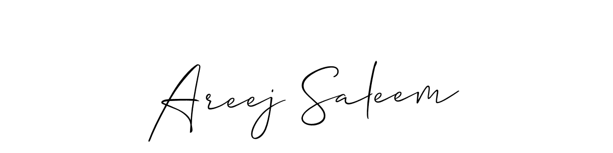 Also we have Areej Saleem name is the best signature style. Create professional handwritten signature collection using Allison_Script autograph style. Areej Saleem signature style 2 images and pictures png