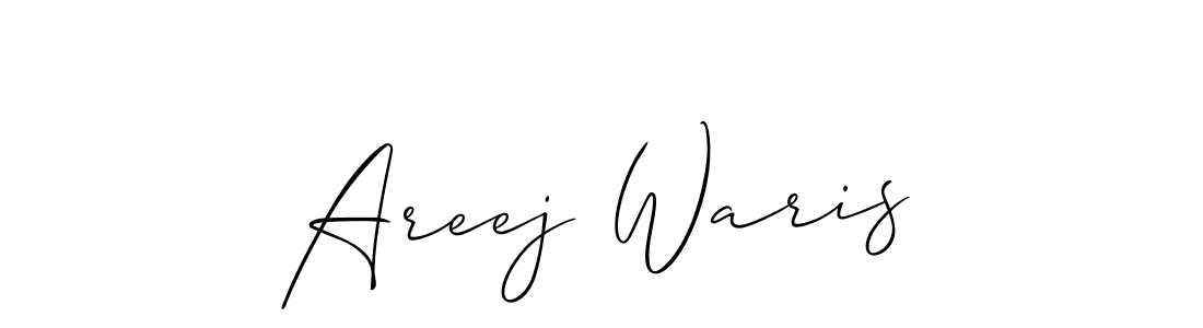 Also You can easily find your signature by using the search form. We will create Areej Waris name handwritten signature images for you free of cost using Allison_Script sign style. Areej Waris signature style 2 images and pictures png