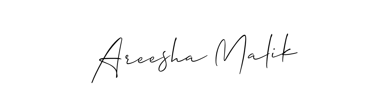 if you are searching for the best signature style for your name Areesha Malik. so please give up your signature search. here we have designed multiple signature styles  using Allison_Script. Areesha Malik signature style 2 images and pictures png