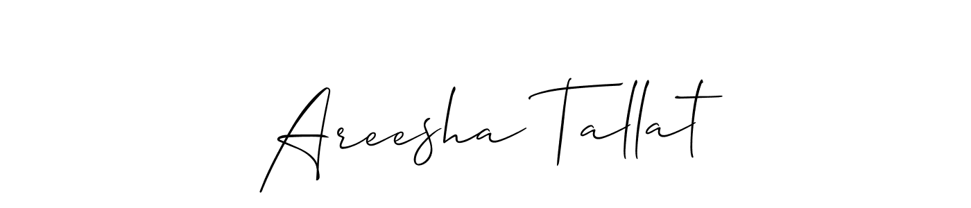 Create a beautiful signature design for name Areesha Tallat. With this signature (Allison_Script) fonts, you can make a handwritten signature for free. Areesha Tallat signature style 2 images and pictures png