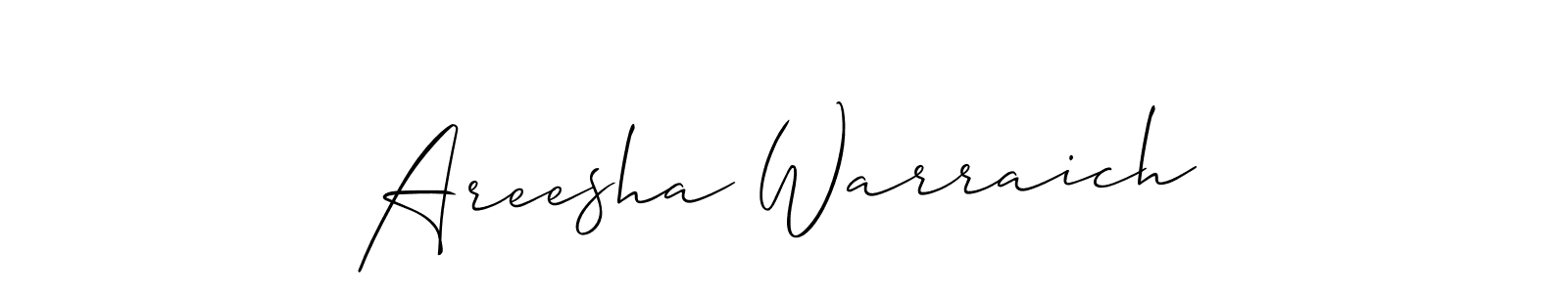 The best way (Allison_Script) to make a short signature is to pick only two or three words in your name. The name Areesha Warraich include a total of six letters. For converting this name. Areesha Warraich signature style 2 images and pictures png