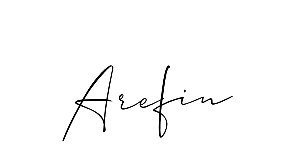 Make a beautiful signature design for name Arefin. With this signature (Allison_Script) style, you can create a handwritten signature for free. Arefin signature style 2 images and pictures png