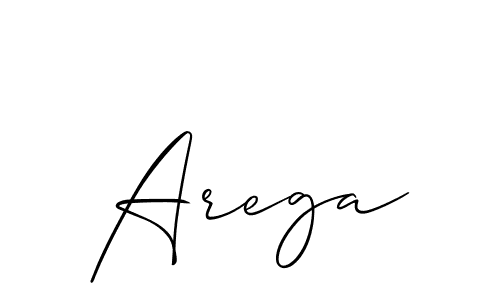 Design your own signature with our free online signature maker. With this signature software, you can create a handwritten (Allison_Script) signature for name Arega. Arega signature style 2 images and pictures png