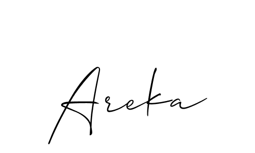 Use a signature maker to create a handwritten signature online. With this signature software, you can design (Allison_Script) your own signature for name Areka. Areka signature style 2 images and pictures png