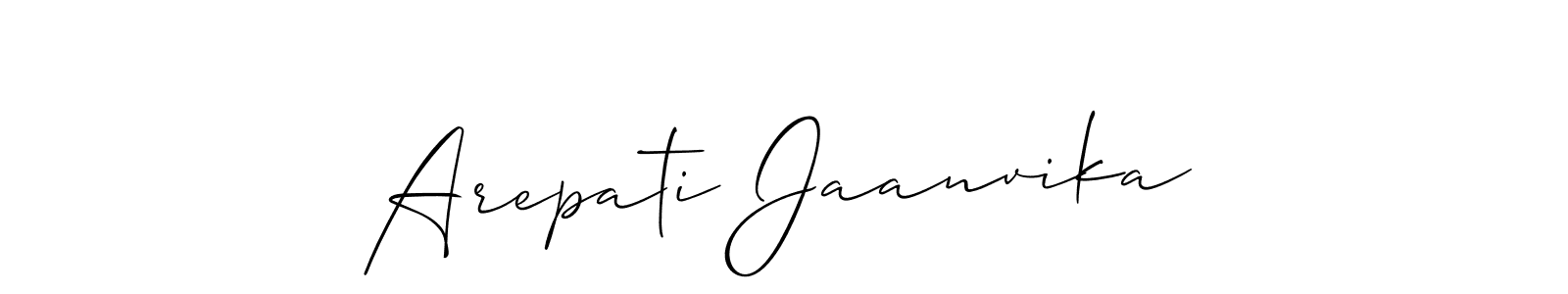 How to make Arepati Jaanvika name signature. Use Allison_Script style for creating short signs online. This is the latest handwritten sign. Arepati Jaanvika signature style 2 images and pictures png