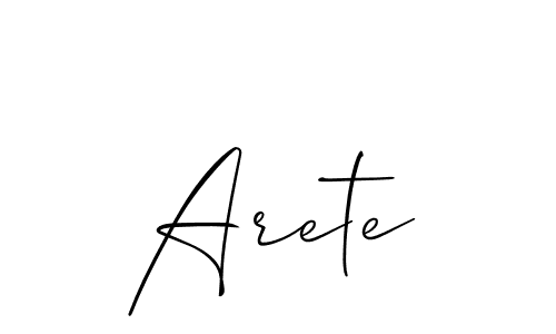 Use a signature maker to create a handwritten signature online. With this signature software, you can design (Allison_Script) your own signature for name Arete. Arete signature style 2 images and pictures png