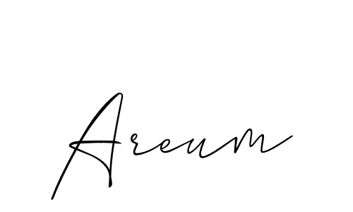 Use a signature maker to create a handwritten signature online. With this signature software, you can design (Allison_Script) your own signature for name Areum. Areum signature style 2 images and pictures png