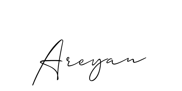 Design your own signature with our free online signature maker. With this signature software, you can create a handwritten (Allison_Script) signature for name Areyan. Areyan signature style 2 images and pictures png