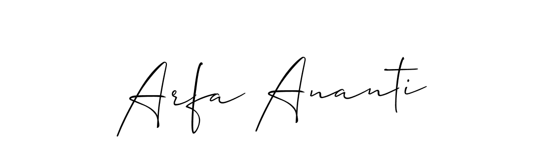 Create a beautiful signature design for name Arfa Ananti. With this signature (Allison_Script) fonts, you can make a handwritten signature for free. Arfa Ananti signature style 2 images and pictures png