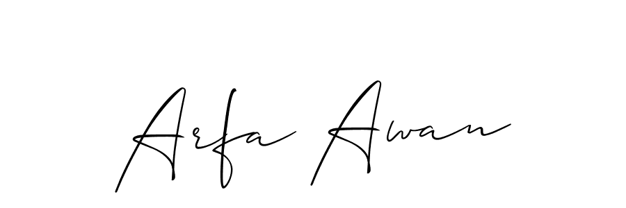 It looks lik you need a new signature style for name Arfa Awan. Design unique handwritten (Allison_Script) signature with our free signature maker in just a few clicks. Arfa Awan signature style 2 images and pictures png