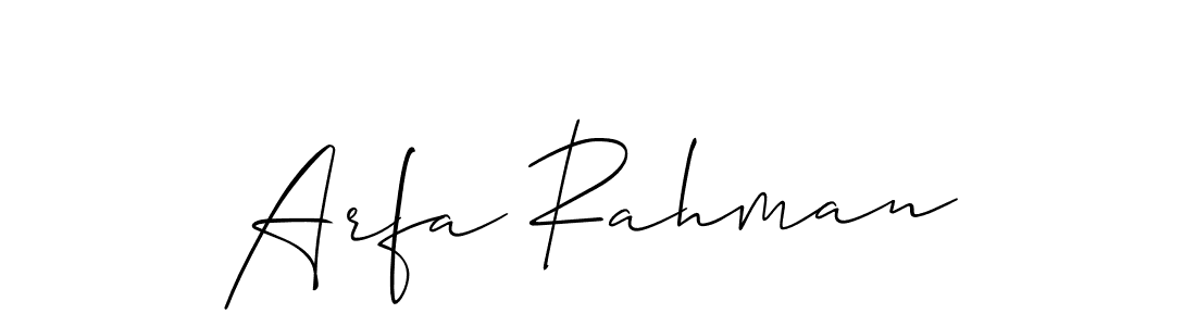 How to make Arfa Rahman name signature. Use Allison_Script style for creating short signs online. This is the latest handwritten sign. Arfa Rahman signature style 2 images and pictures png