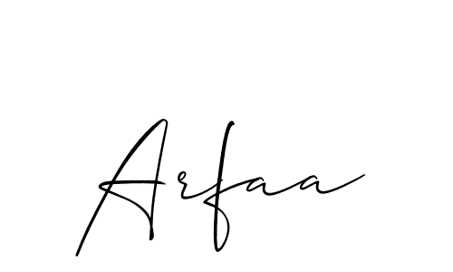 Make a beautiful signature design for name Arfaa. With this signature (Allison_Script) style, you can create a handwritten signature for free. Arfaa signature style 2 images and pictures png