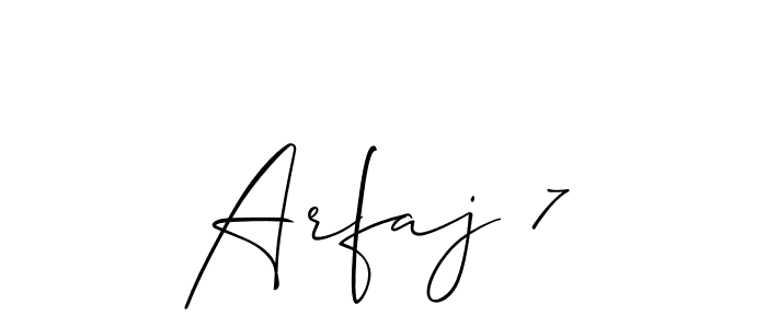 Use a signature maker to create a handwritten signature online. With this signature software, you can design (Allison_Script) your own signature for name Arfaj 7. Arfaj 7 signature style 2 images and pictures png