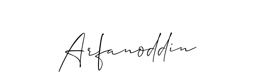 Use a signature maker to create a handwritten signature online. With this signature software, you can design (Allison_Script) your own signature for name Arfanoddin. Arfanoddin signature style 2 images and pictures png