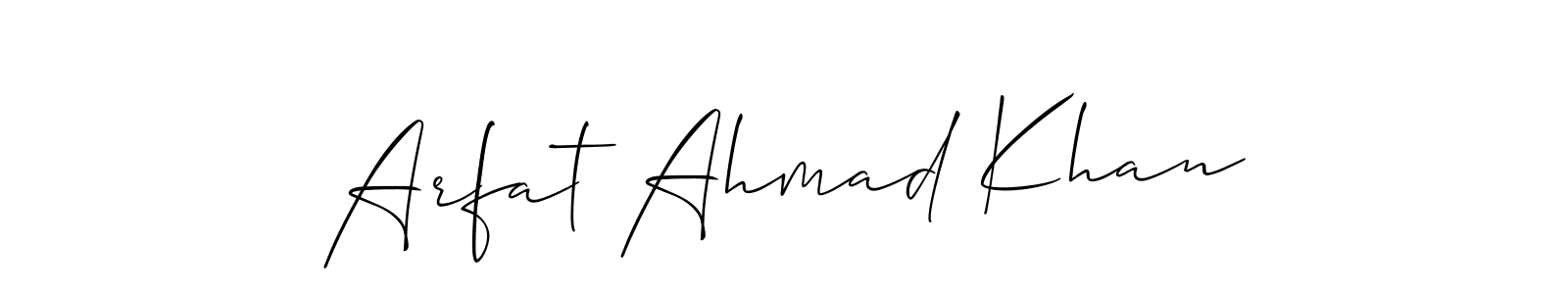 Allison_Script is a professional signature style that is perfect for those who want to add a touch of class to their signature. It is also a great choice for those who want to make their signature more unique. Get Arfat Ahmad Khan name to fancy signature for free. Arfat Ahmad Khan signature style 2 images and pictures png