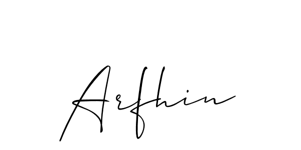 Similarly Allison_Script is the best handwritten signature design. Signature creator online .You can use it as an online autograph creator for name Arfhin. Arfhin signature style 2 images and pictures png