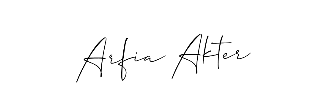 How to make Arfia Akter name signature. Use Allison_Script style for creating short signs online. This is the latest handwritten sign. Arfia Akter signature style 2 images and pictures png