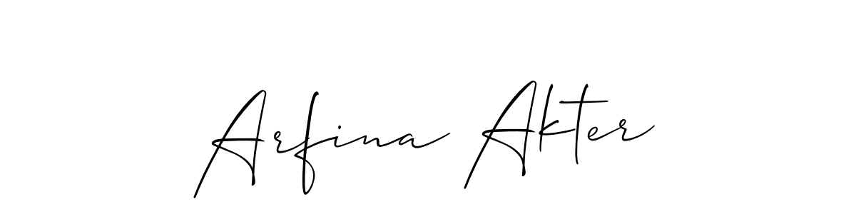 Make a short Arfina Akter signature style. Manage your documents anywhere anytime using Allison_Script. Create and add eSignatures, submit forms, share and send files easily. Arfina Akter signature style 2 images and pictures png