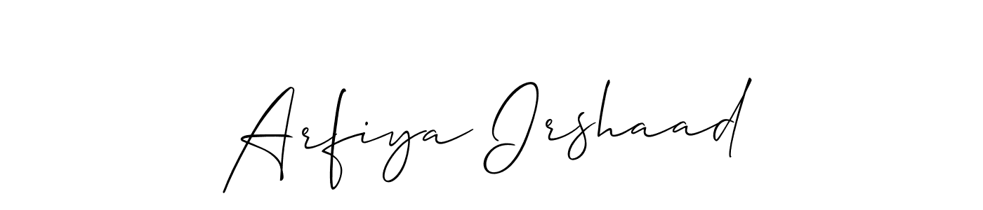 if you are searching for the best signature style for your name Arfiya Irshaad. so please give up your signature search. here we have designed multiple signature styles  using Allison_Script. Arfiya Irshaad signature style 2 images and pictures png