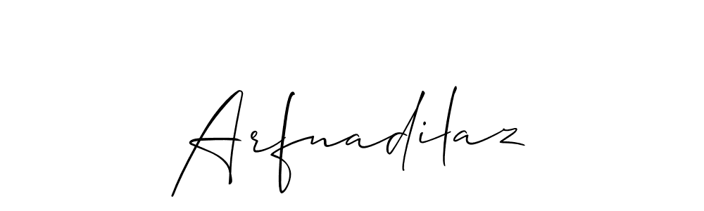 How to make Arfnadilaz name signature. Use Allison_Script style for creating short signs online. This is the latest handwritten sign. Arfnadilaz signature style 2 images and pictures png