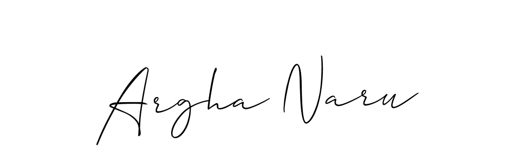 How to make Argha Naru name signature. Use Allison_Script style for creating short signs online. This is the latest handwritten sign. Argha Naru signature style 2 images and pictures png