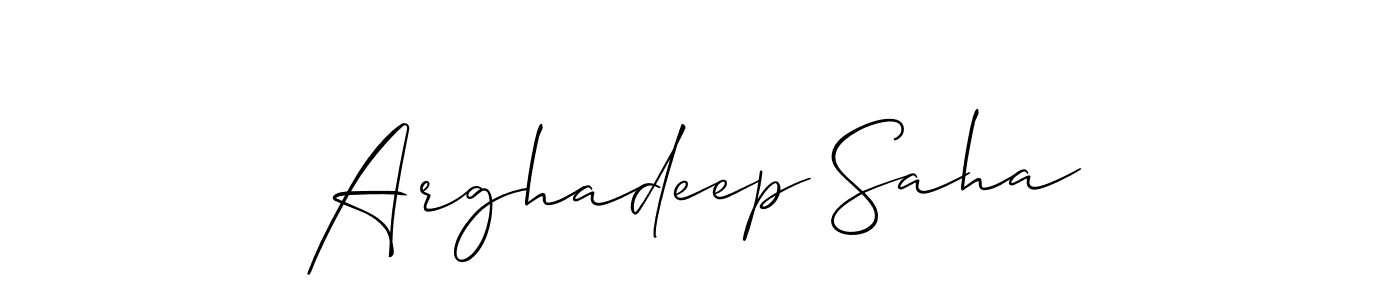 You should practise on your own different ways (Allison_Script) to write your name (Arghadeep Saha) in signature. don't let someone else do it for you. Arghadeep Saha signature style 2 images and pictures png