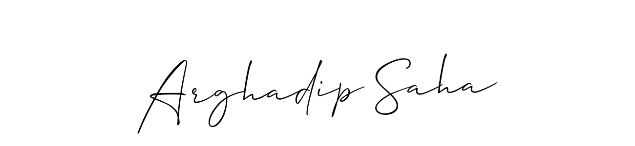 The best way (Allison_Script) to make a short signature is to pick only two or three words in your name. The name Arghadip Saha include a total of six letters. For converting this name. Arghadip Saha signature style 2 images and pictures png