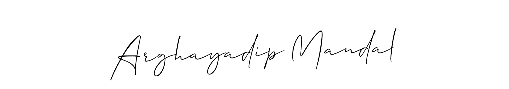 Arghayadip Mandal stylish signature style. Best Handwritten Sign (Allison_Script) for my name. Handwritten Signature Collection Ideas for my name Arghayadip Mandal. Arghayadip Mandal signature style 2 images and pictures png