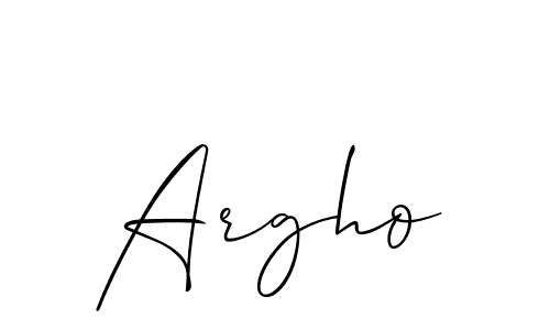 Design your own signature with our free online signature maker. With this signature software, you can create a handwritten (Allison_Script) signature for name Argho. Argho signature style 2 images and pictures png