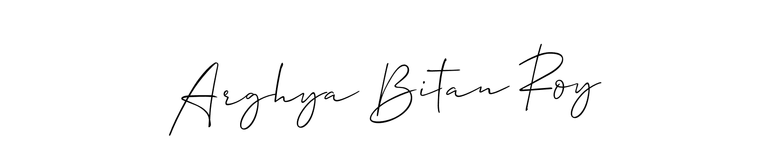 The best way (Allison_Script) to make a short signature is to pick only two or three words in your name. The name Arghya Bitan Roy include a total of six letters. For converting this name. Arghya Bitan Roy signature style 2 images and pictures png