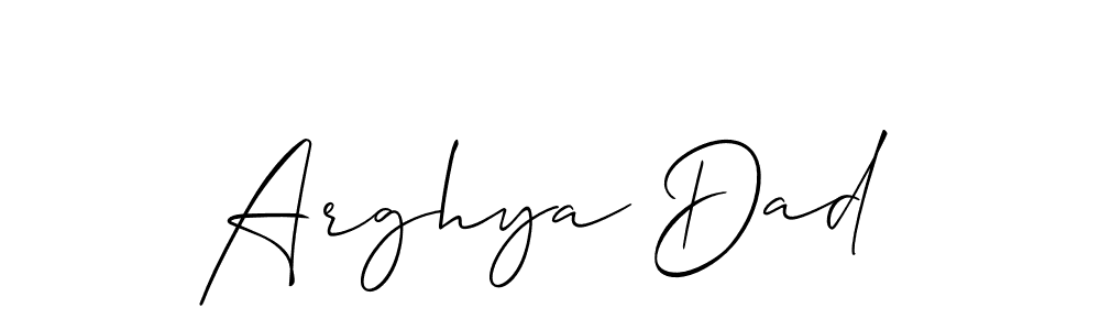 Use a signature maker to create a handwritten signature online. With this signature software, you can design (Allison_Script) your own signature for name Arghya Dad. Arghya Dad signature style 2 images and pictures png