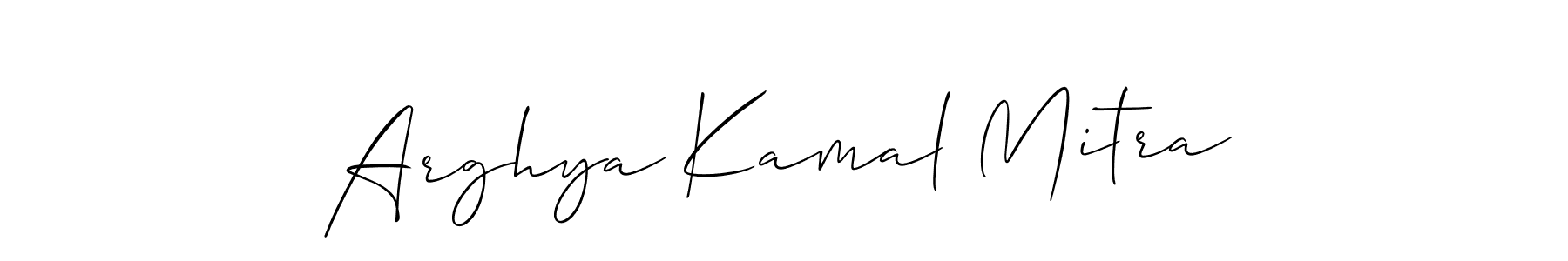 You should practise on your own different ways (Allison_Script) to write your name (Arghya Kamal Mitra) in signature. don't let someone else do it for you. Arghya Kamal Mitra signature style 2 images and pictures png