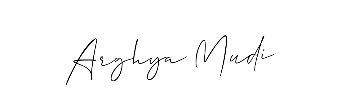 The best way (Allison_Script) to make a short signature is to pick only two or three words in your name. The name Arghya Mudi include a total of six letters. For converting this name. Arghya Mudi signature style 2 images and pictures png